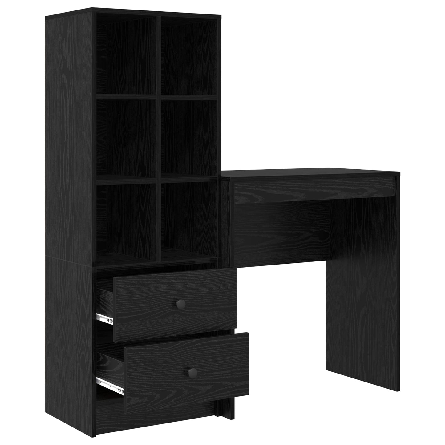 Desk with Storage Black Oak Engineered Wood