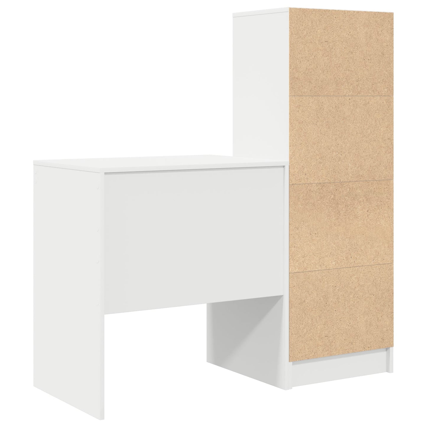 Desk with Storage White Engineered Wood