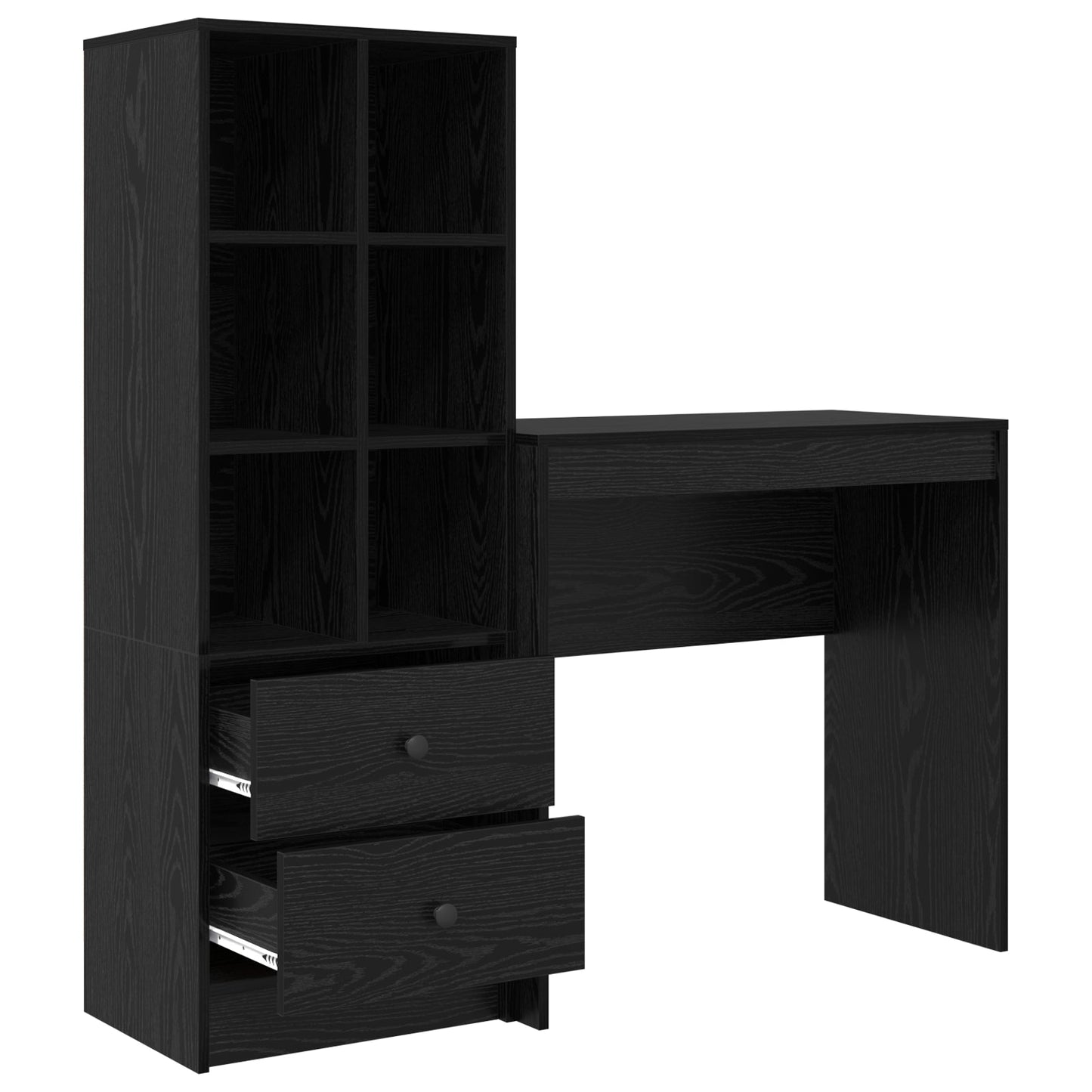 Desk with Storage Black Oak Engineered Wood
