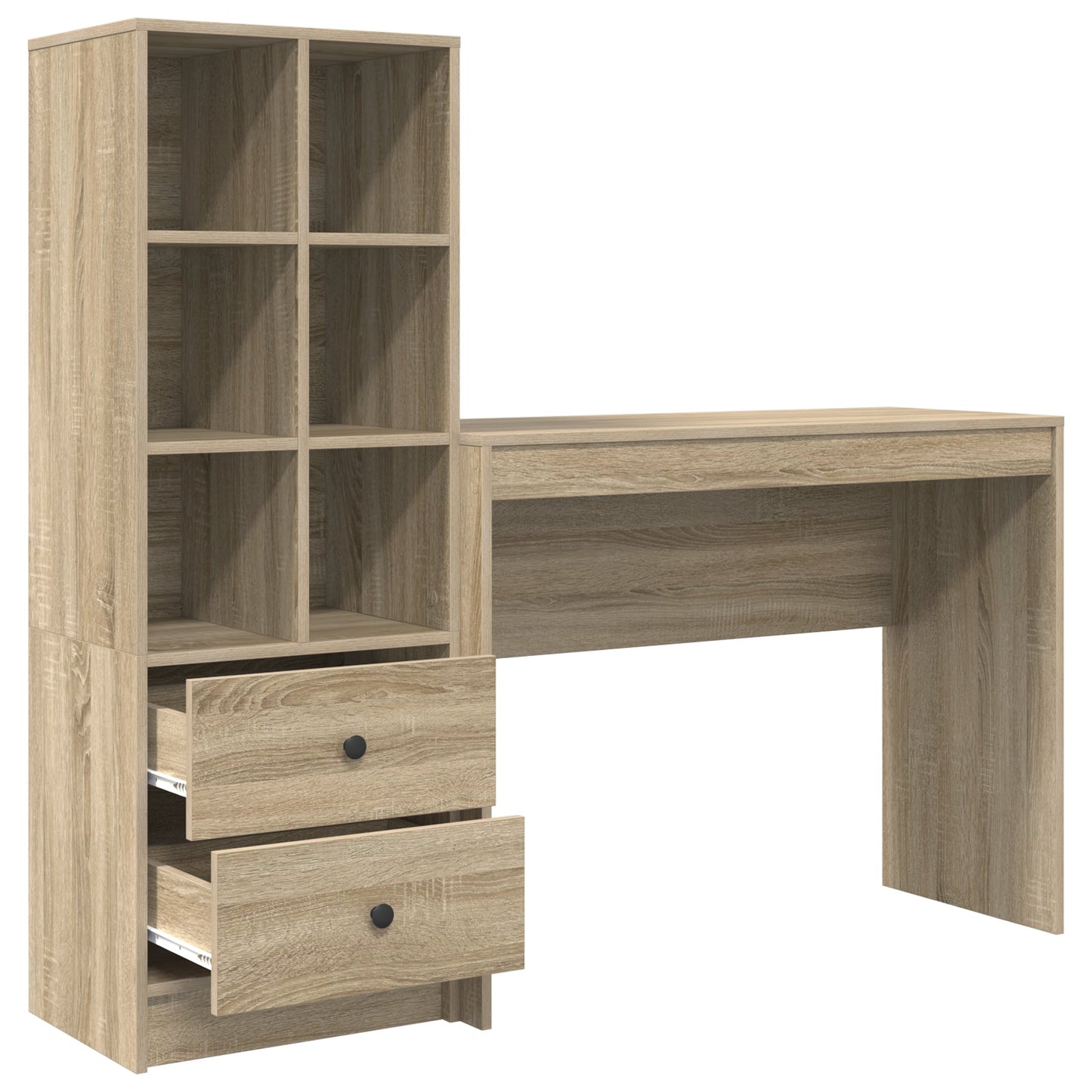 Desk with Storage Sonoma Oak Engineered Wood