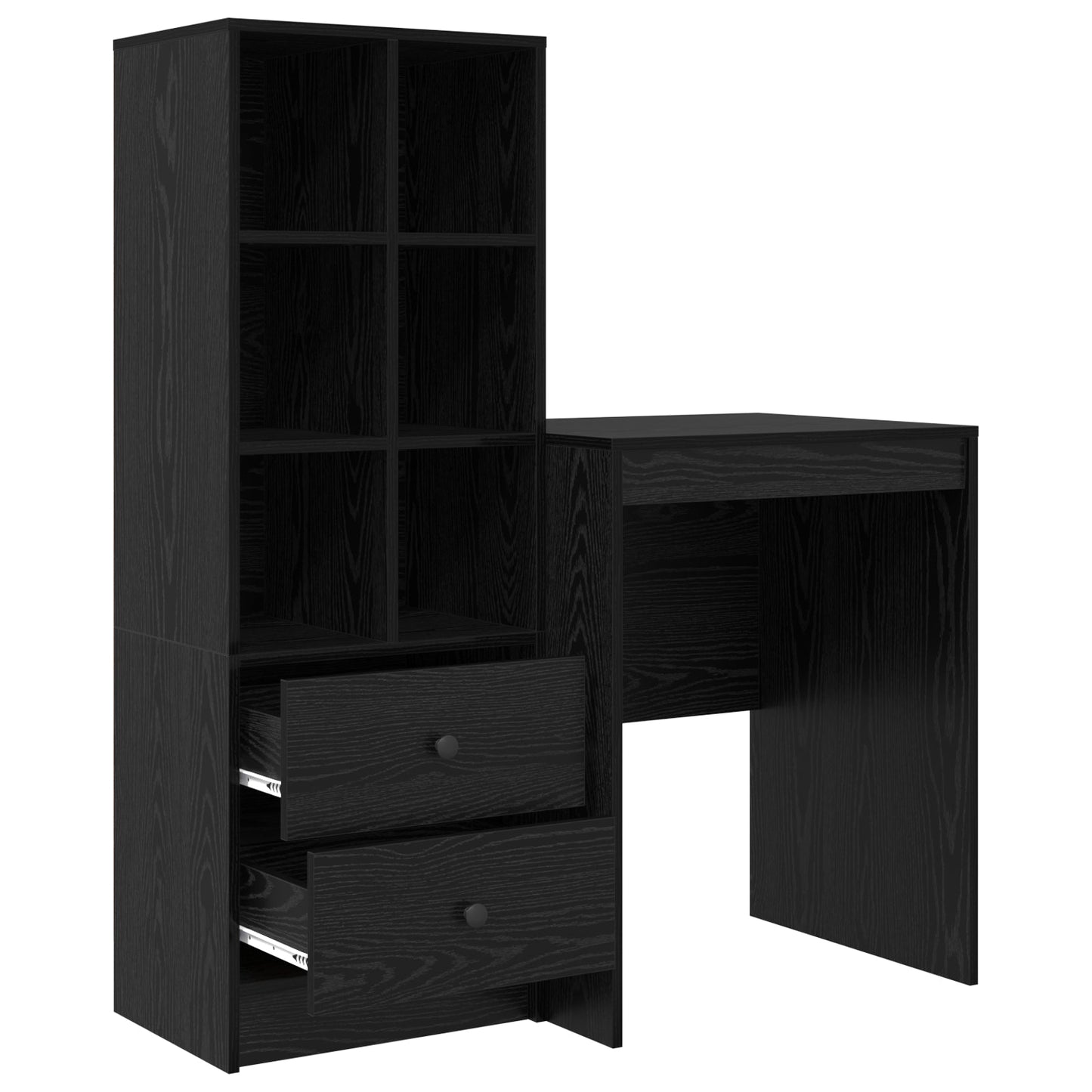 Desk with Storage Black Oak Engineered Wood