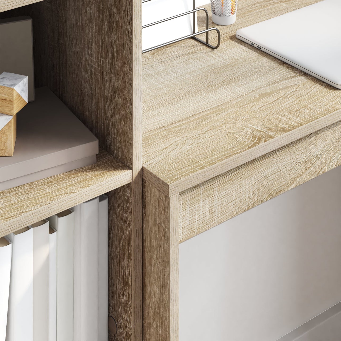 Desk with Storage Sonoma Oak Engineered Wood