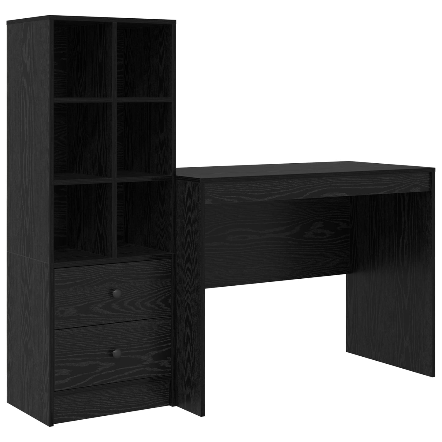 Desk with Storage Black Oak Engineered Wood