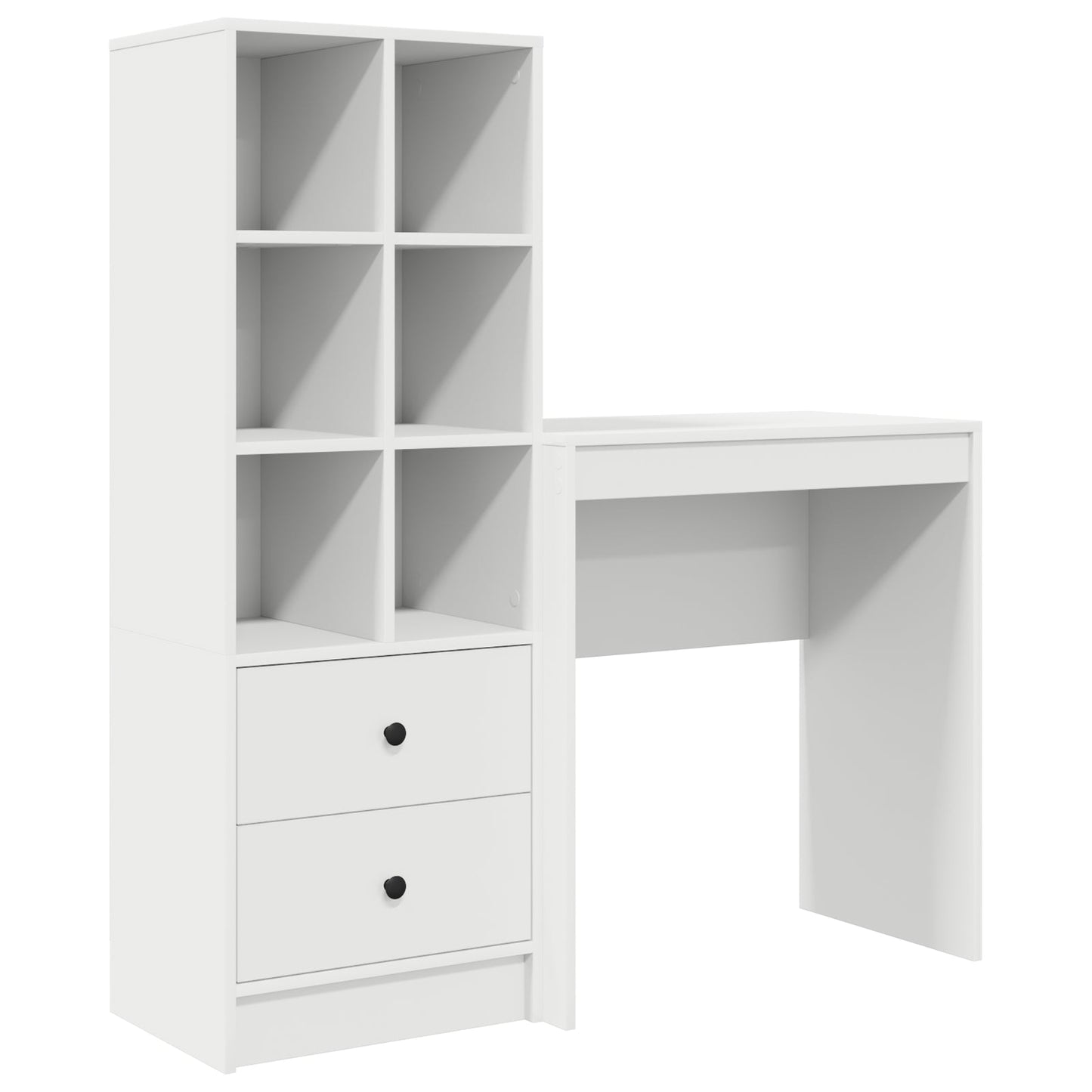 Desk with Storage White Engineered Wood