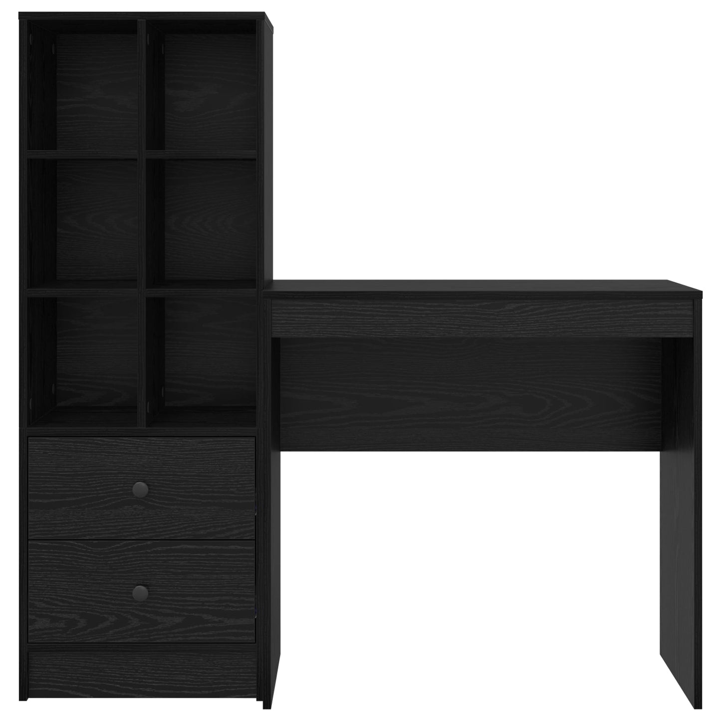 Desk with Storage Black Oak Engineered Wood