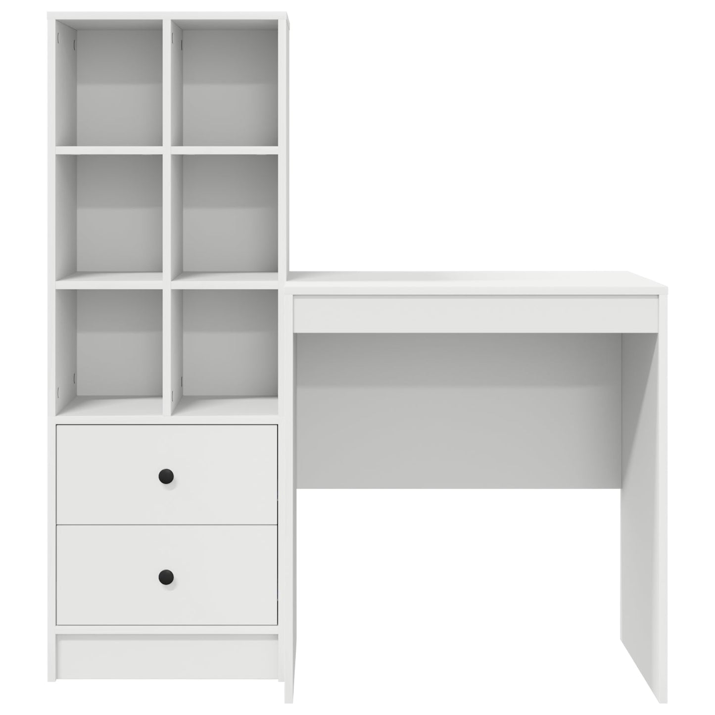 Desk with Storage White Engineered Wood