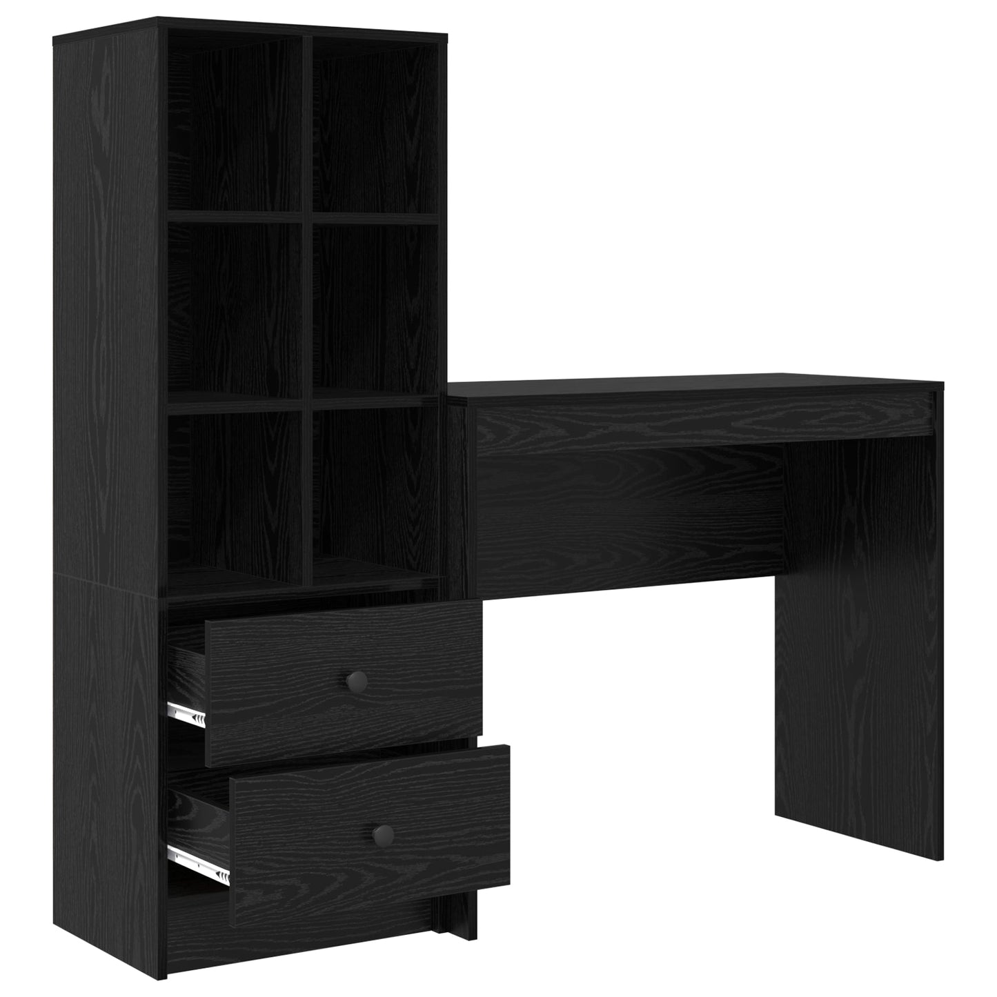Desk with Storage Black Oak Engineered Wood