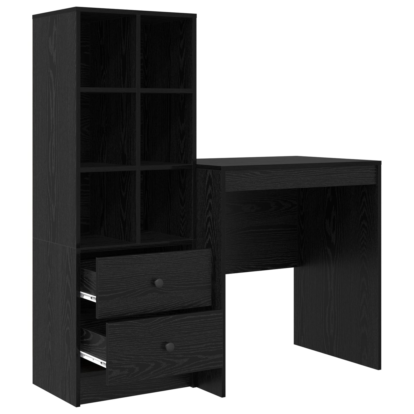 Desk with Storage Black Oak Engineered Wood