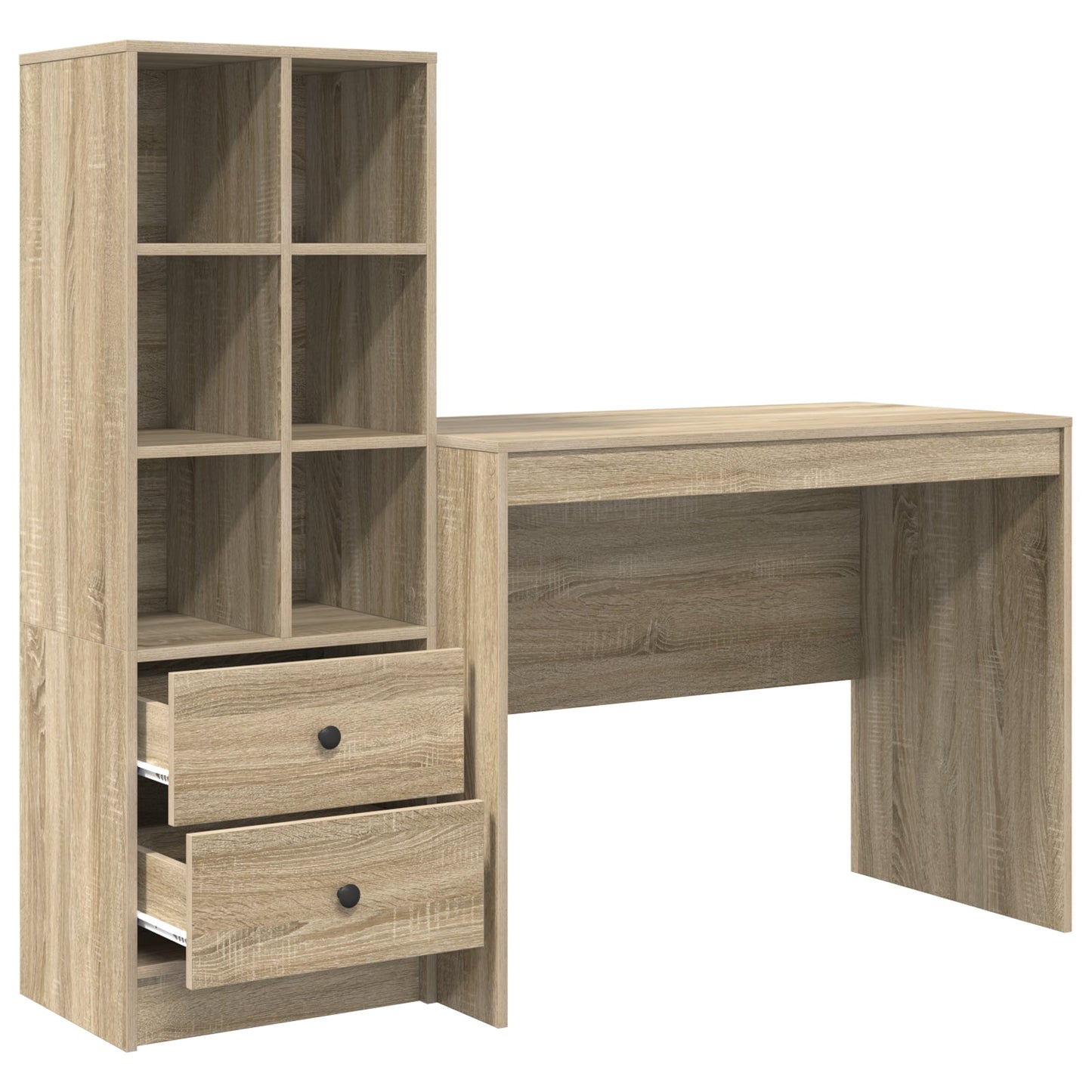 Desk with Storage Sonoma Oak Engineered Wood