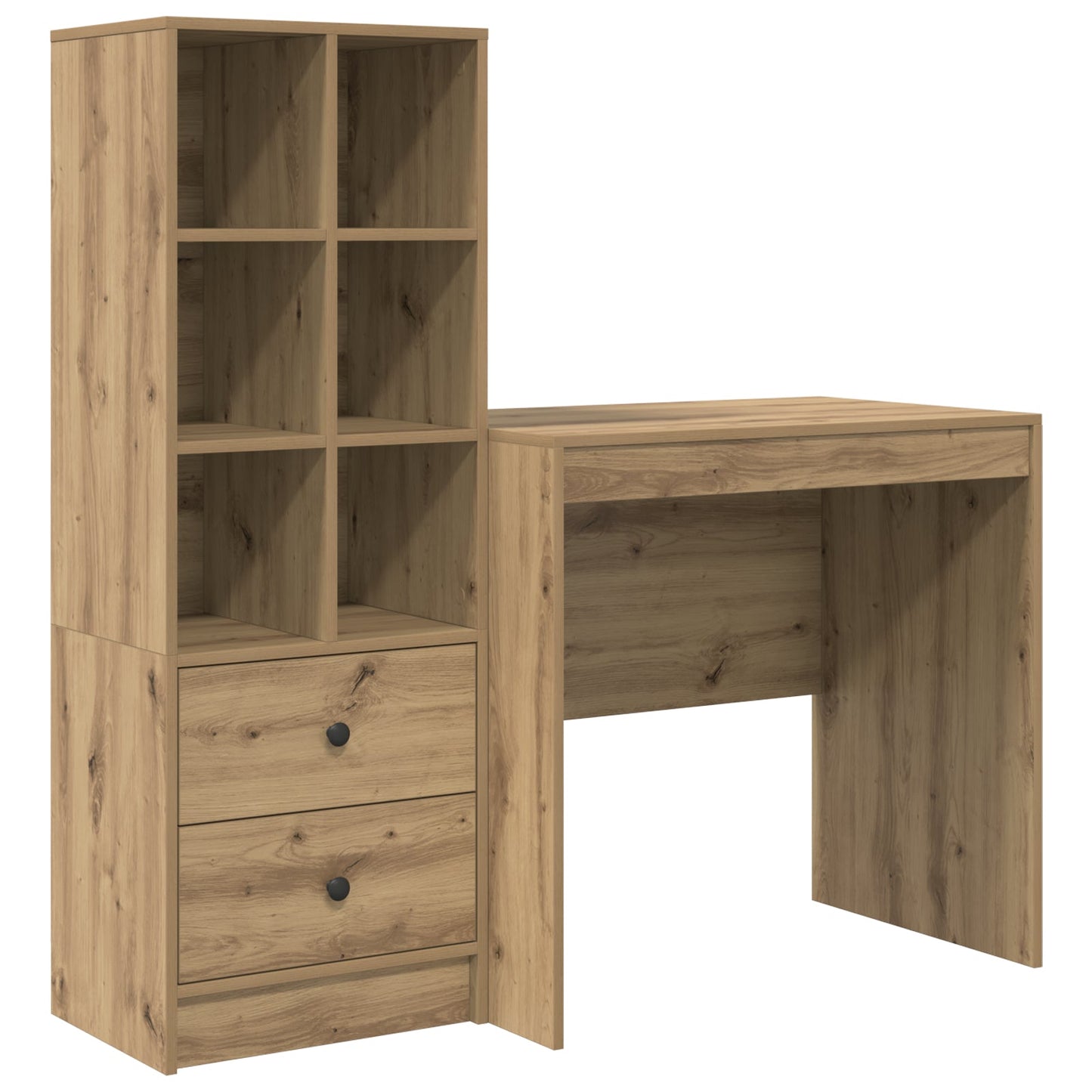 Desk with Storage Artisan Oak Engineered Wood, vidaXL Desk Artisan Oak 80x50x76 cm Engineered wood