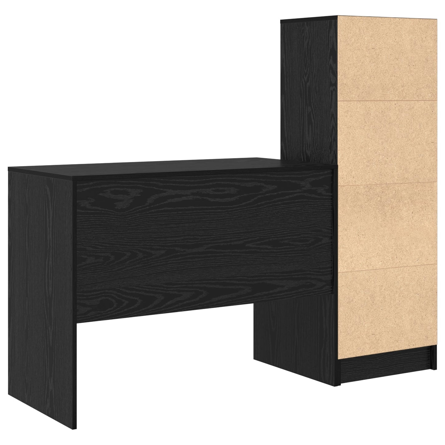 Desk with Storage Black Oak Engineered Wood