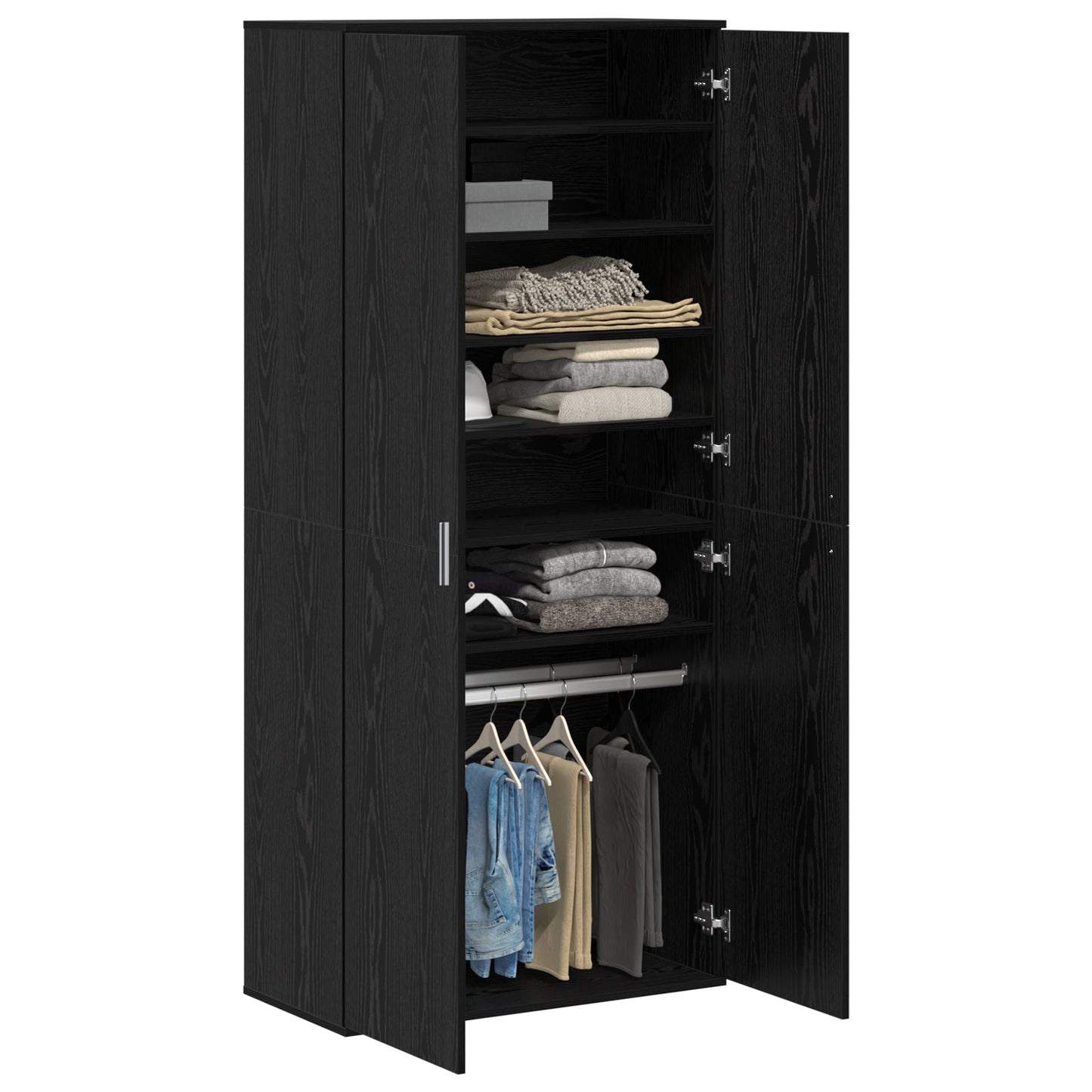 Highboard Black Oak 80x39x178 cm Engineered Wood