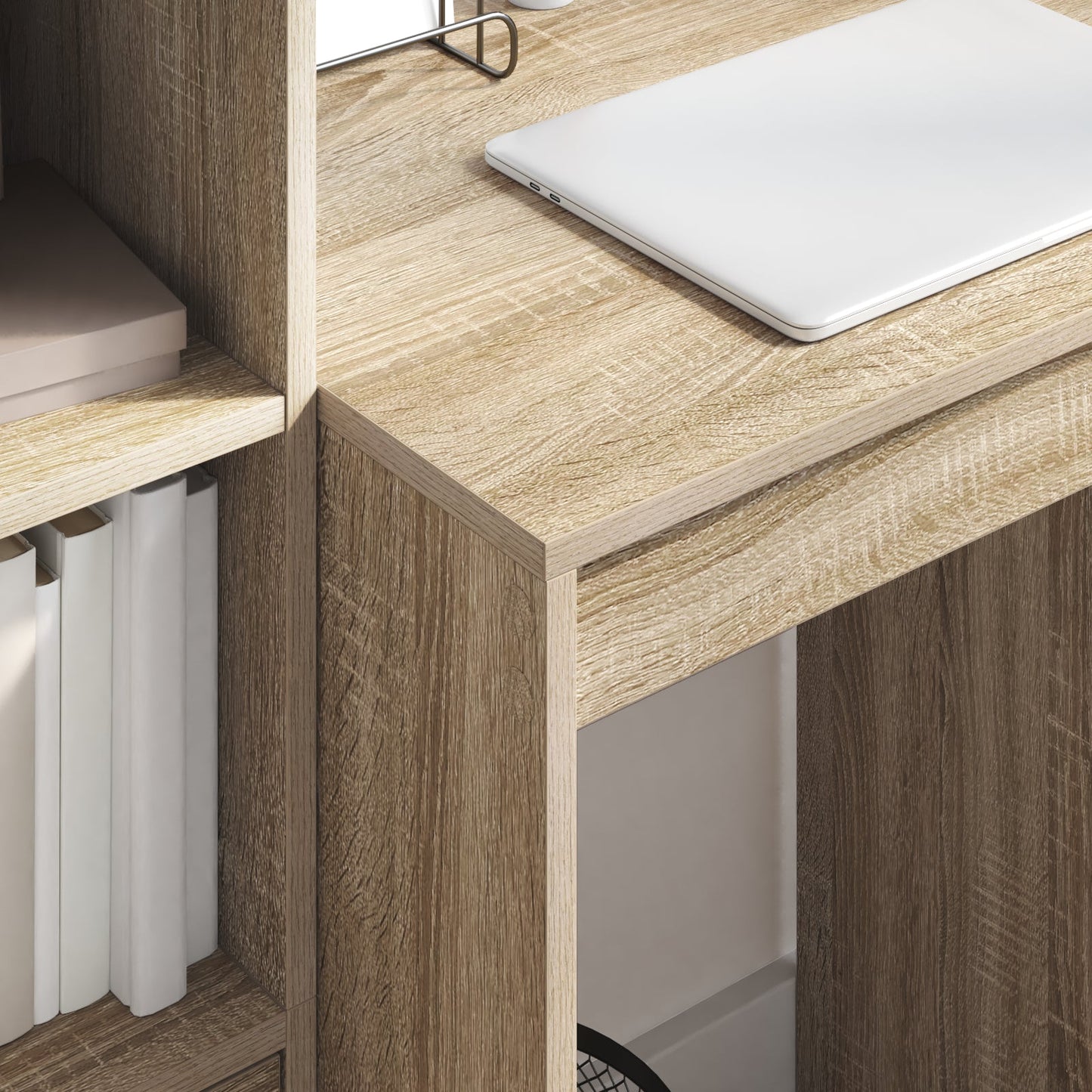 Desk with Storage Sonoma Oak Engineered Wood