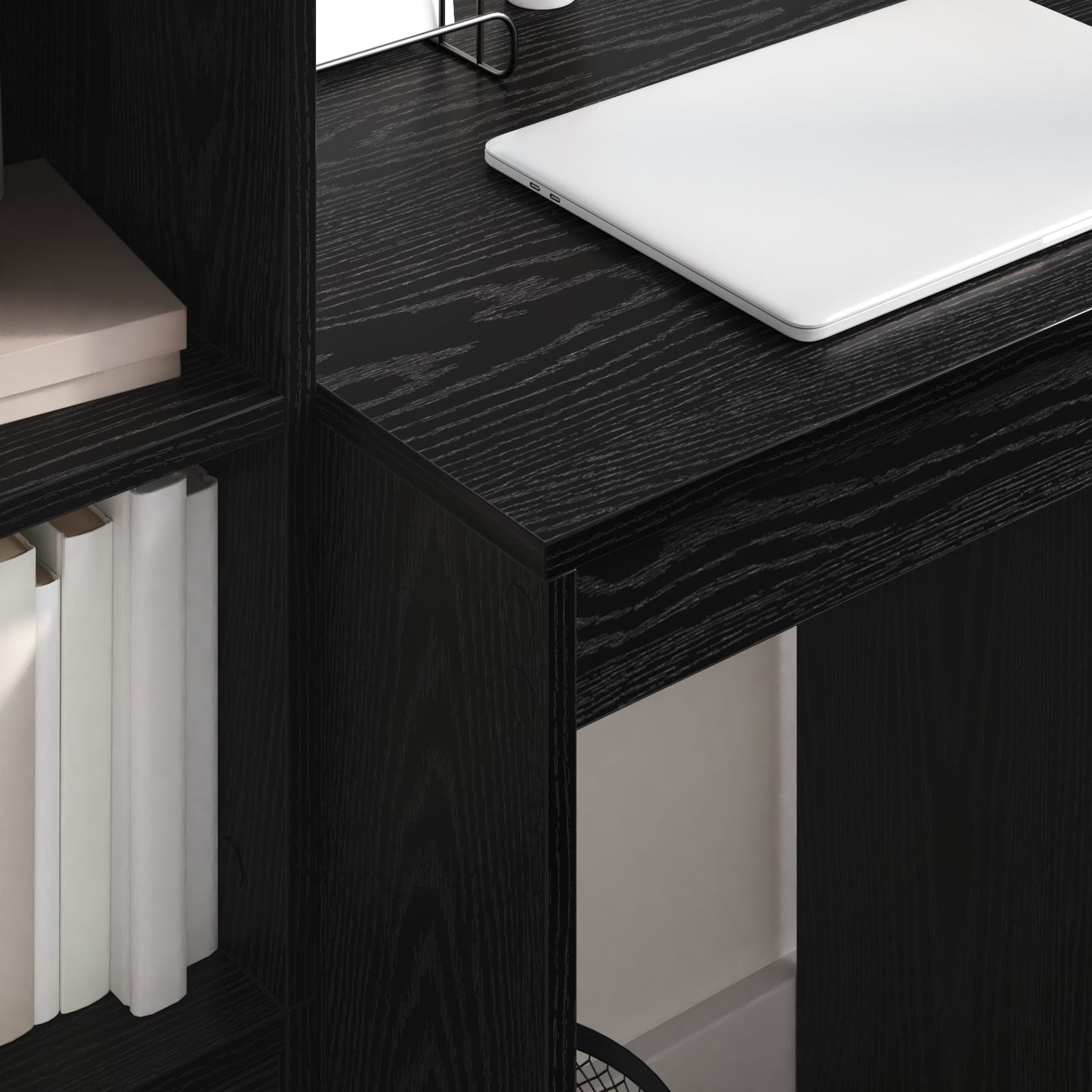Desk with Storage Black Oak Engineered Wood