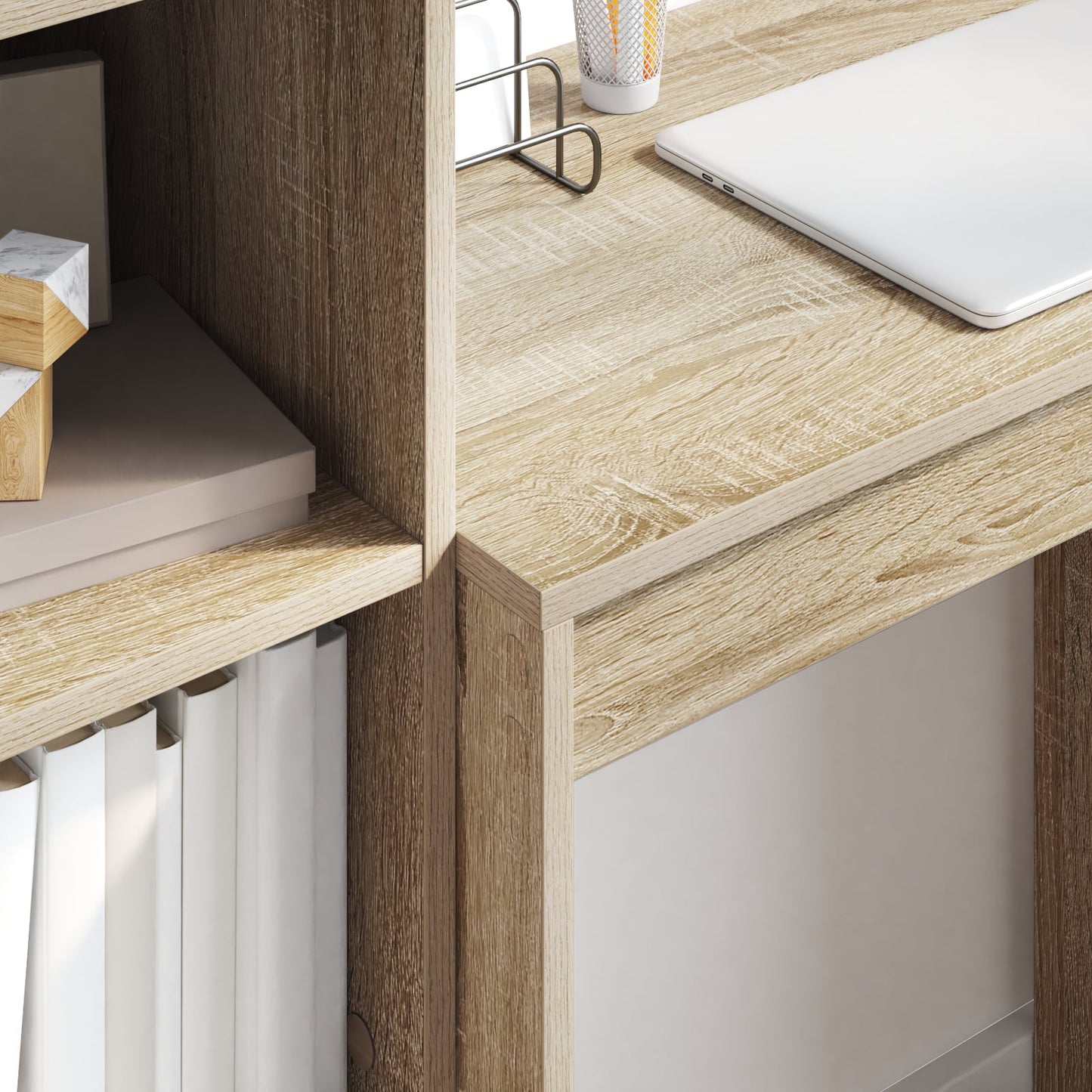 Desk with Storage Sonoma Oak Engineered Wood