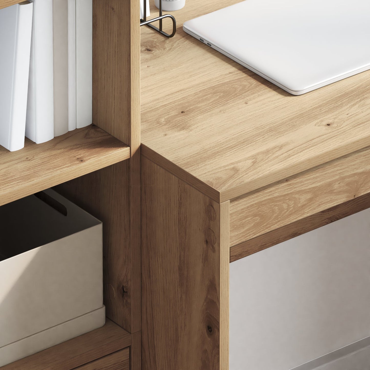 Desk with Storage Artisan Oak Engineered Wood