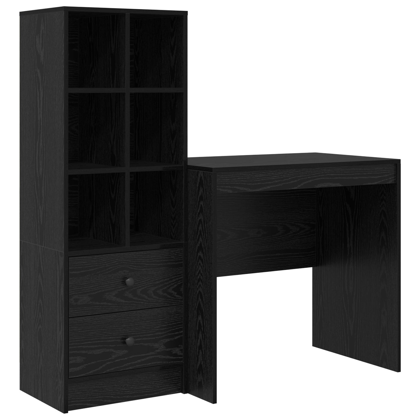 Desk with Storage Black Oak Engineered Wood, vidaXL Desk Black Oak 80x50x76 cm Engineered wood