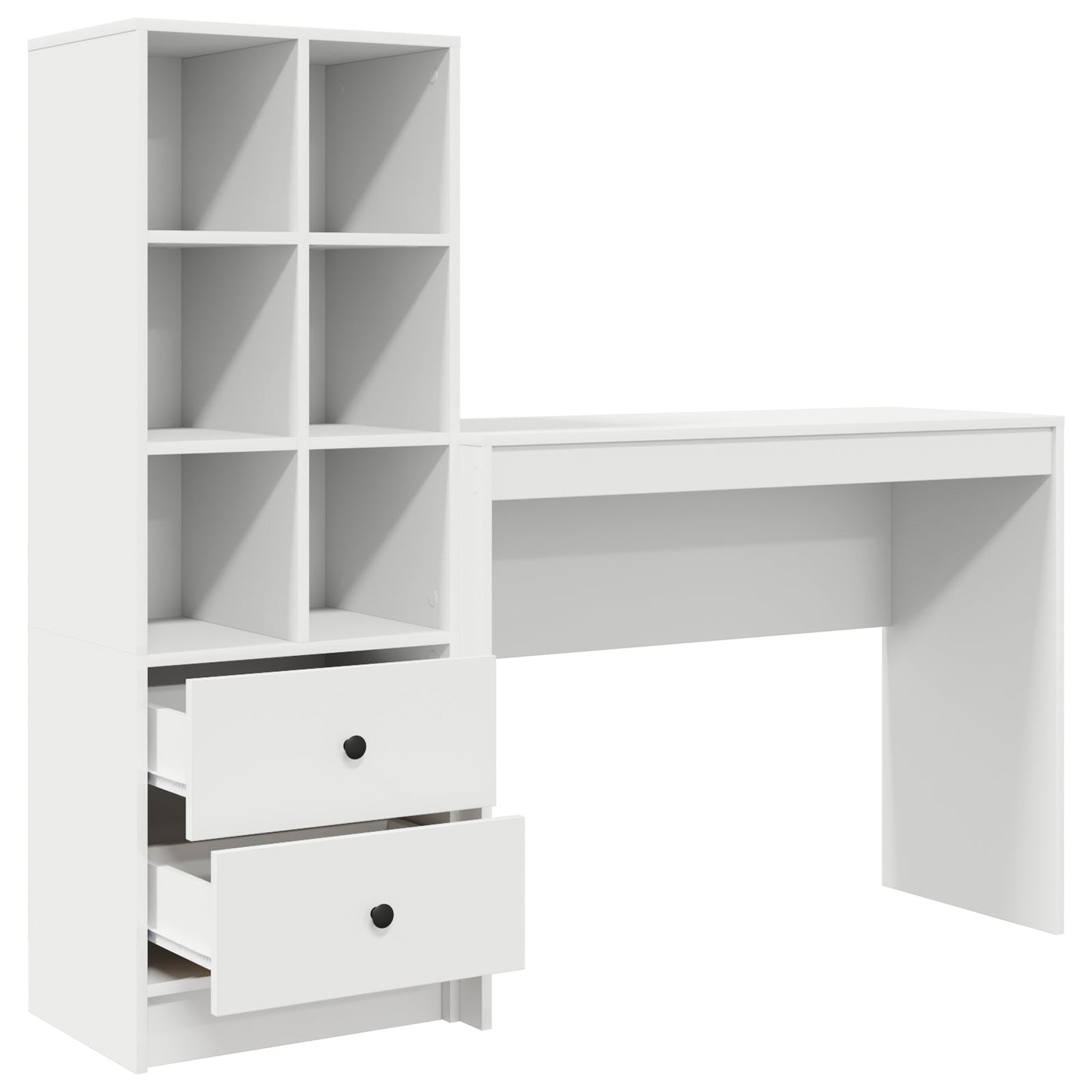 Desk with Storage White Engineered Wood