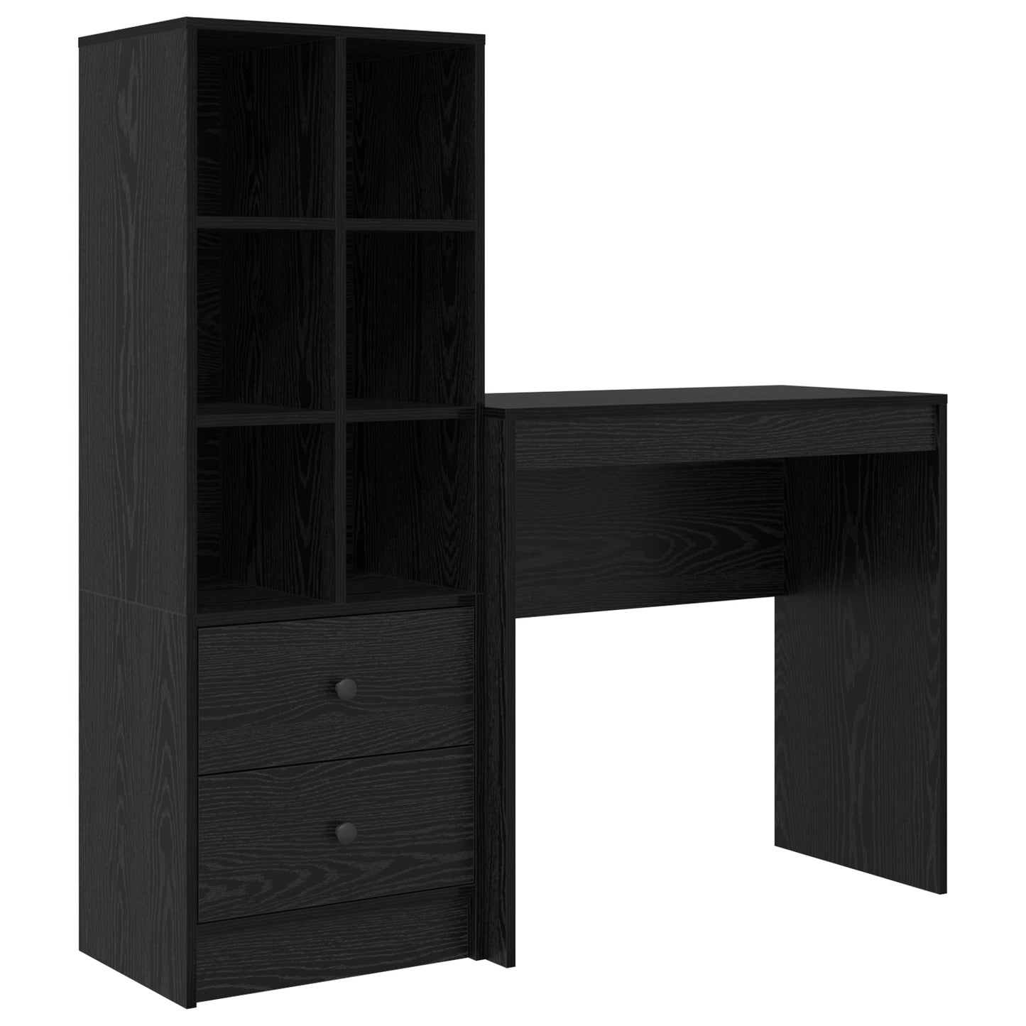 Desk with Storage Black Oak Engineered Wood
