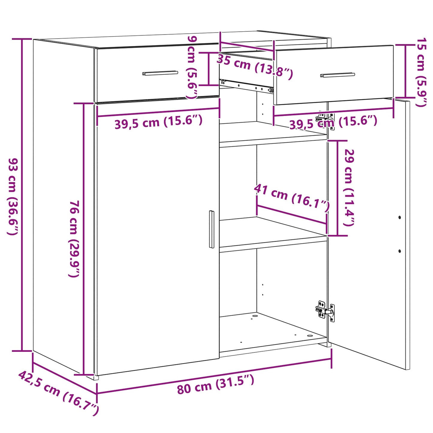 Storage Cabinet Black Oak 80x42.5x93.5 cm Engineered Wood