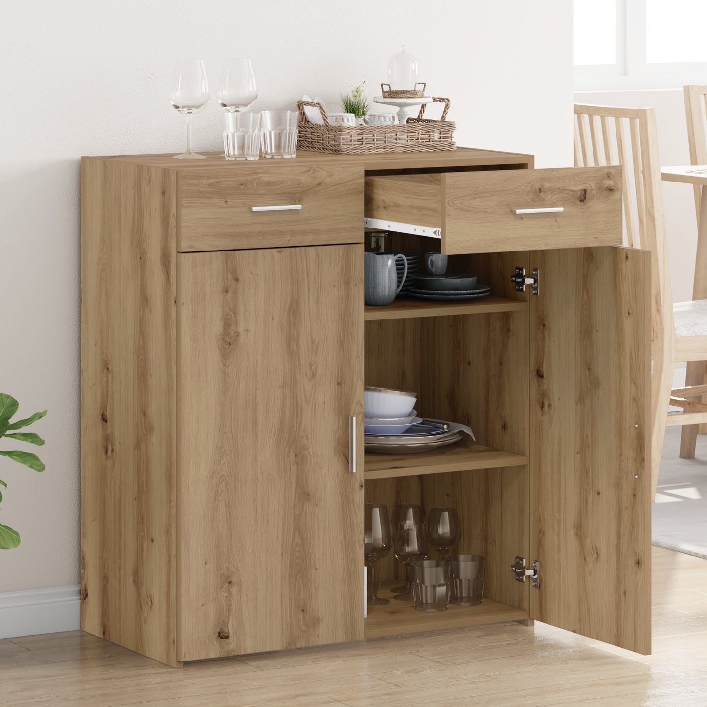 Storage Cabinet Artisan Oak 80x42.5x93.5 cm Engineered Wood