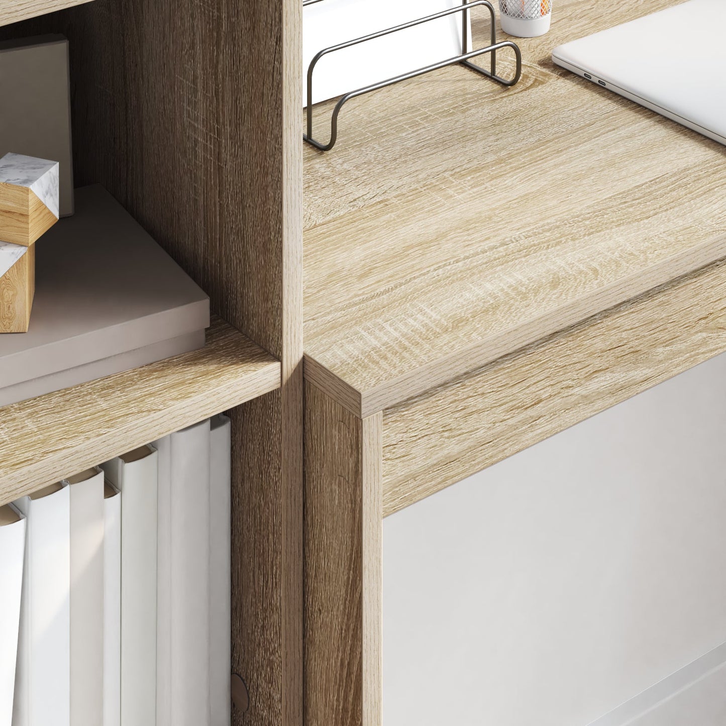 Desk with Storage Sonoma Oak Engineered Wood