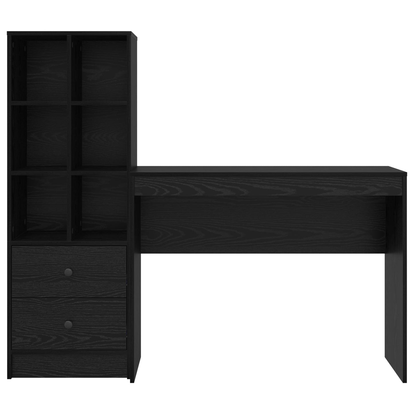 Desk with Storage Black Oak Engineered Wood