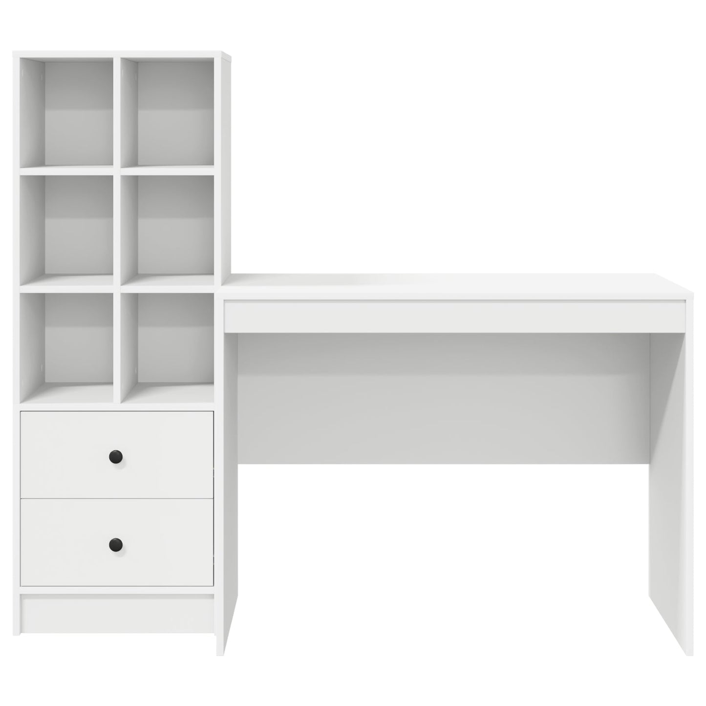 Desk with Storage White Engineered Wood