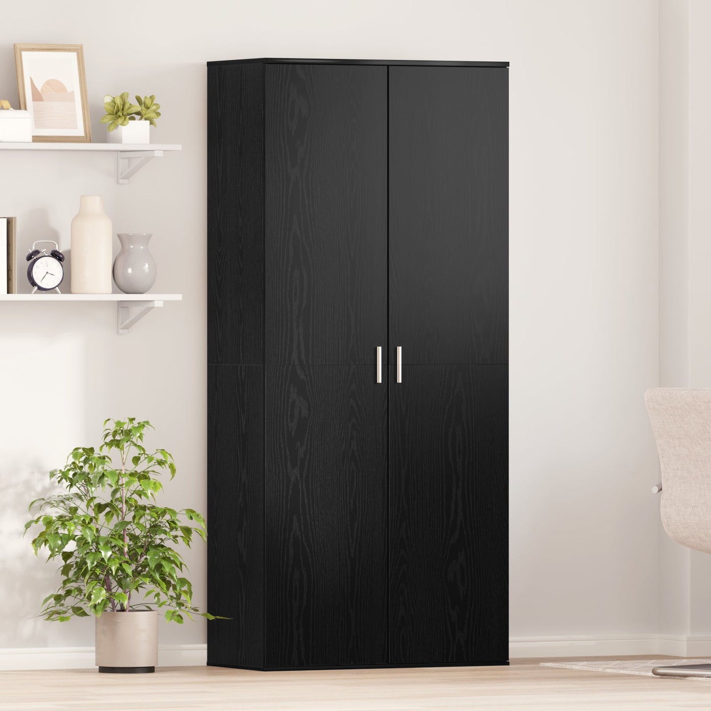Highboard Black Oak 80x39x178 cm Engineered Wood