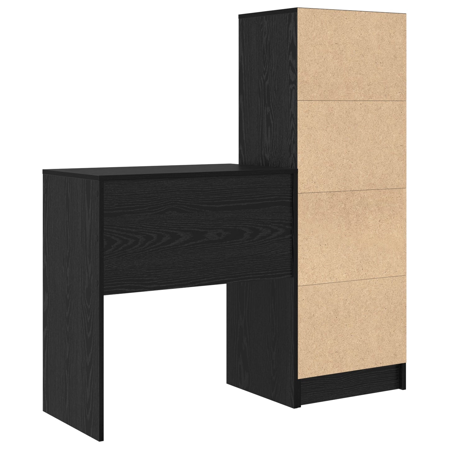 Desk with Storage Black Oak Engineered Wood