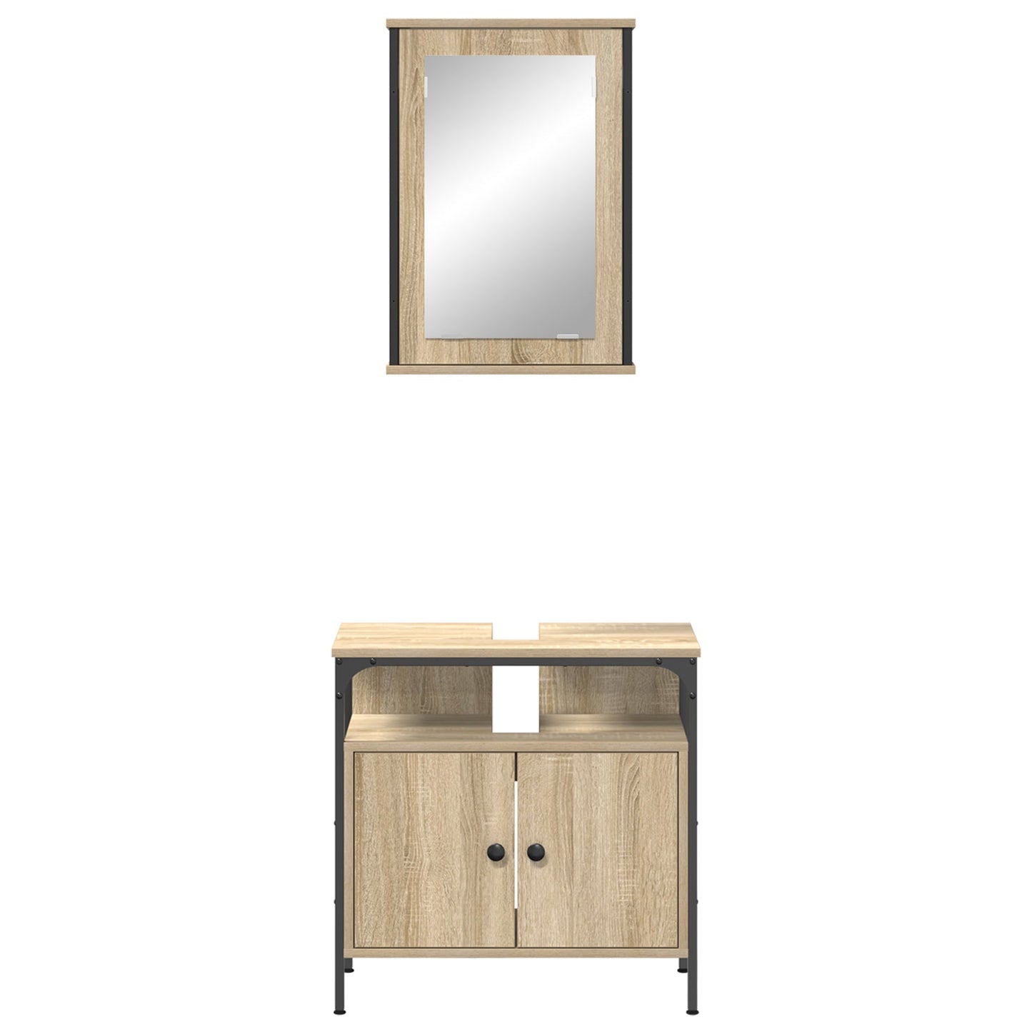 2 Piece Bathroom Cabinet Set Sonoma Oak Engineered Wood