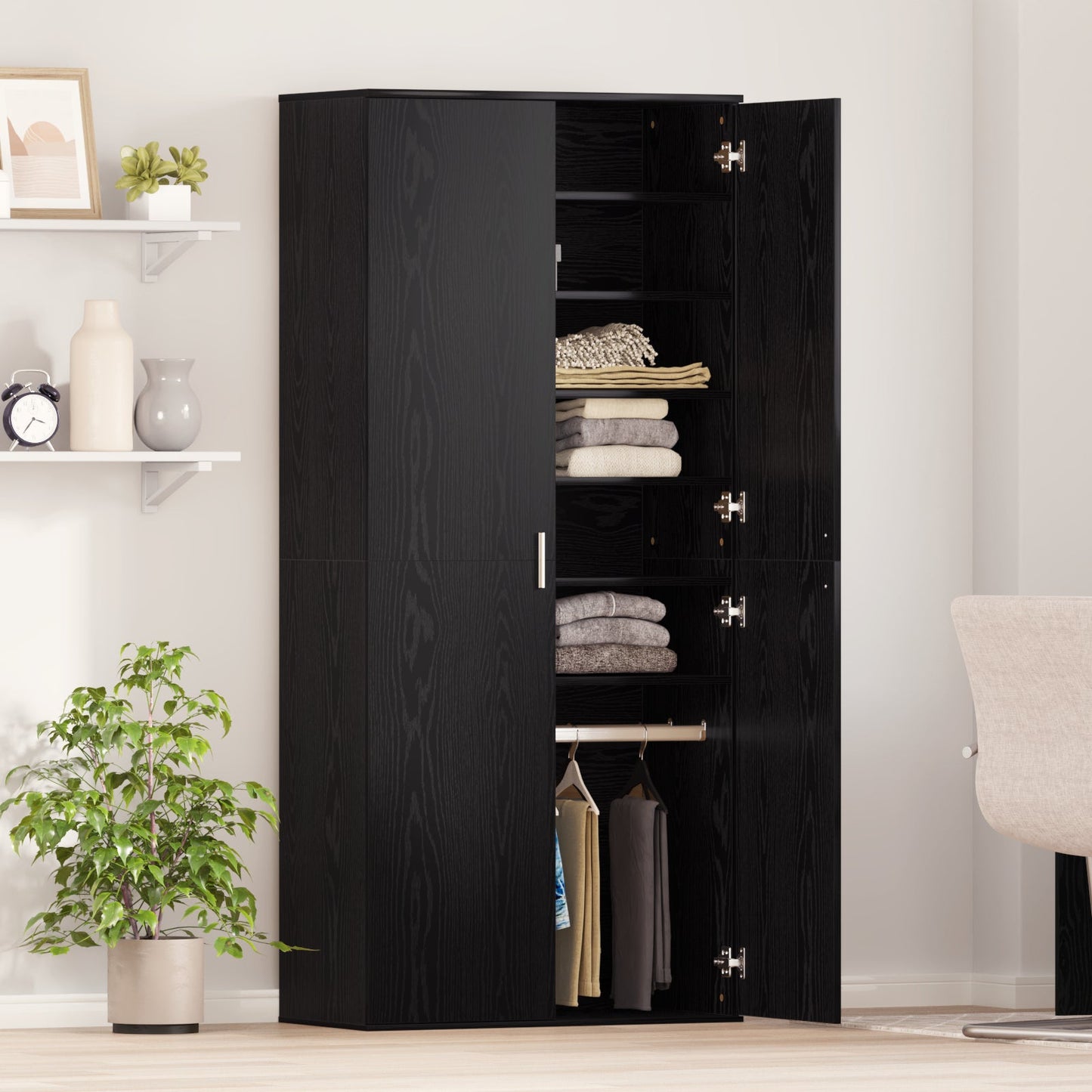 Highboard Black Oak 80x39x178 cm Engineered Wood