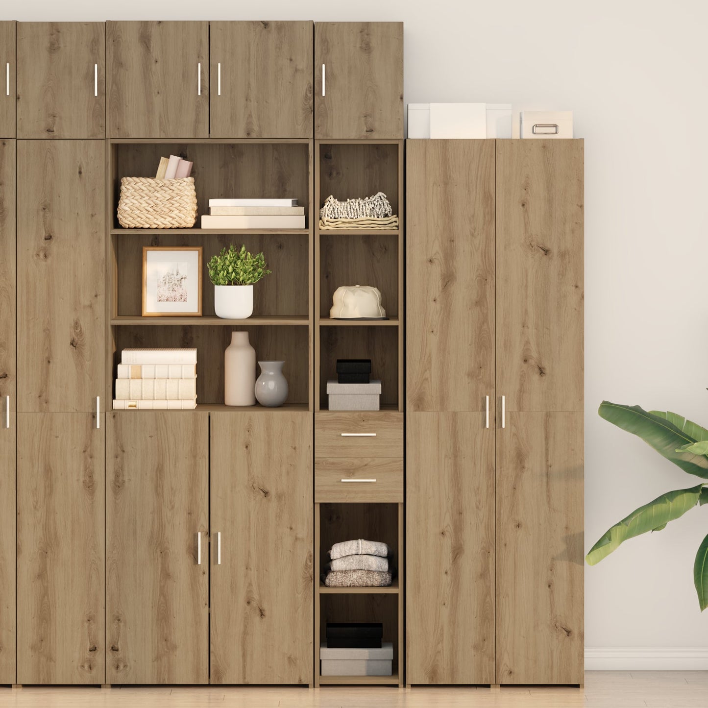 Slim Storage Cabinet Artisan Oak 30x42.5x225 cm Engineered Wood, vidaXL Wall Cabinet Artisan Oak 30x42.5x40 cm Engineered Wood, vidaXL Highboard Artisan Oak 30x42.5x185 cm Engineered Wood