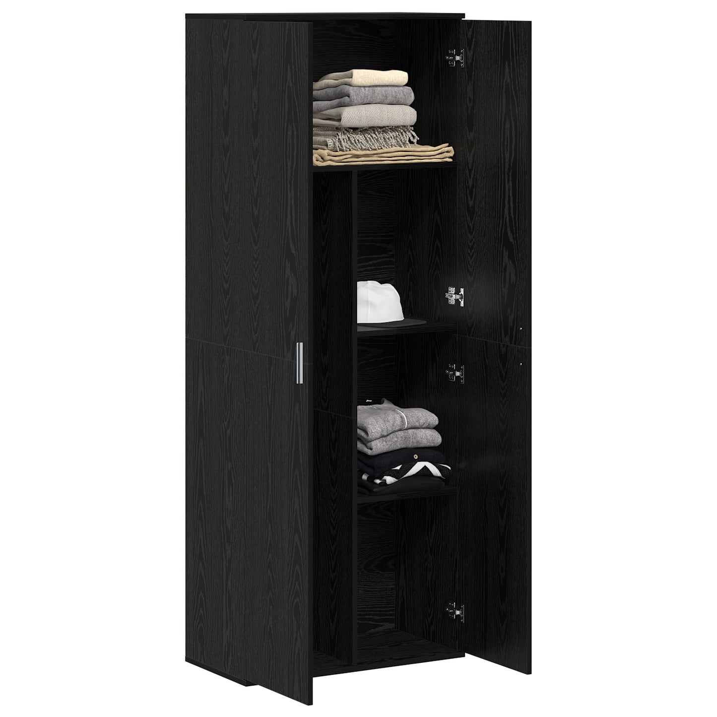 Highboard Black Oak 70x35x180 cm Engineered Wood