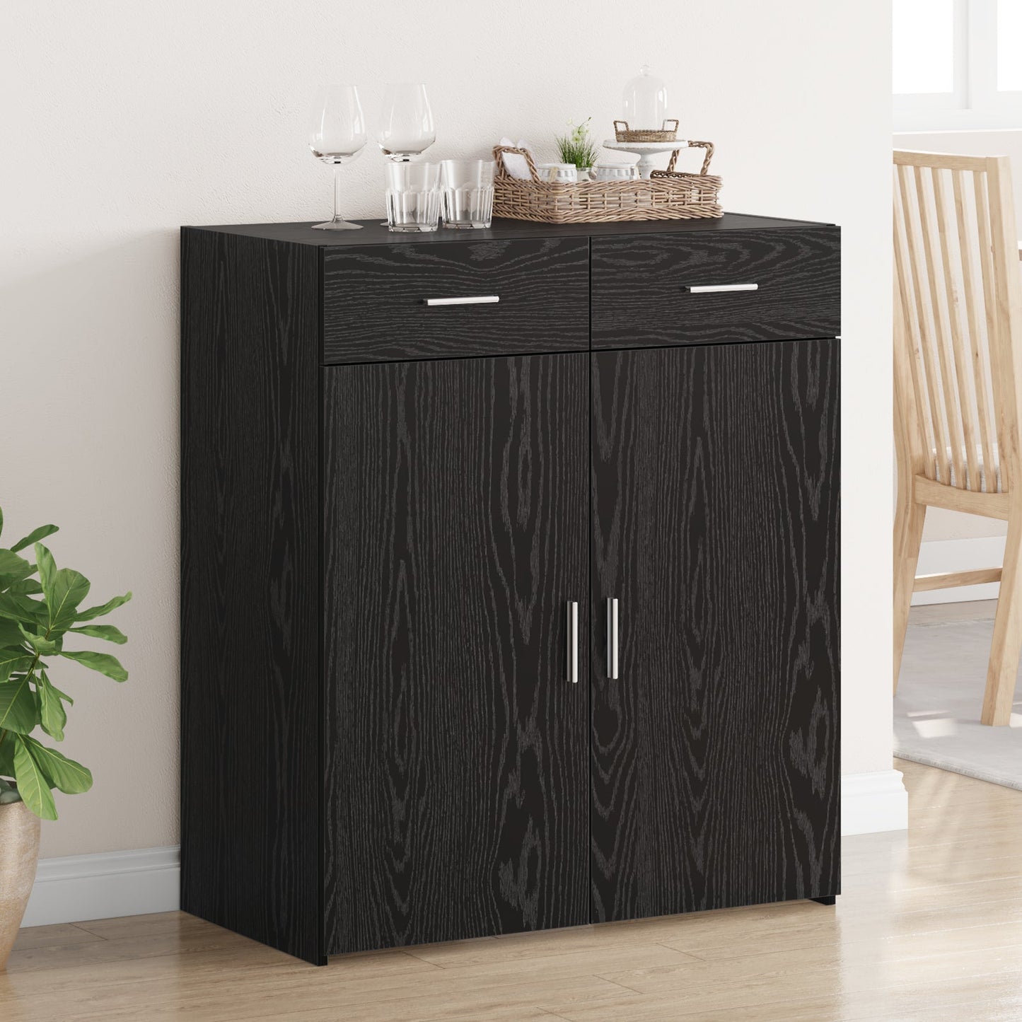 Storage Cabinet Black Oak 80x42.5x93.5 cm Engineered Wood