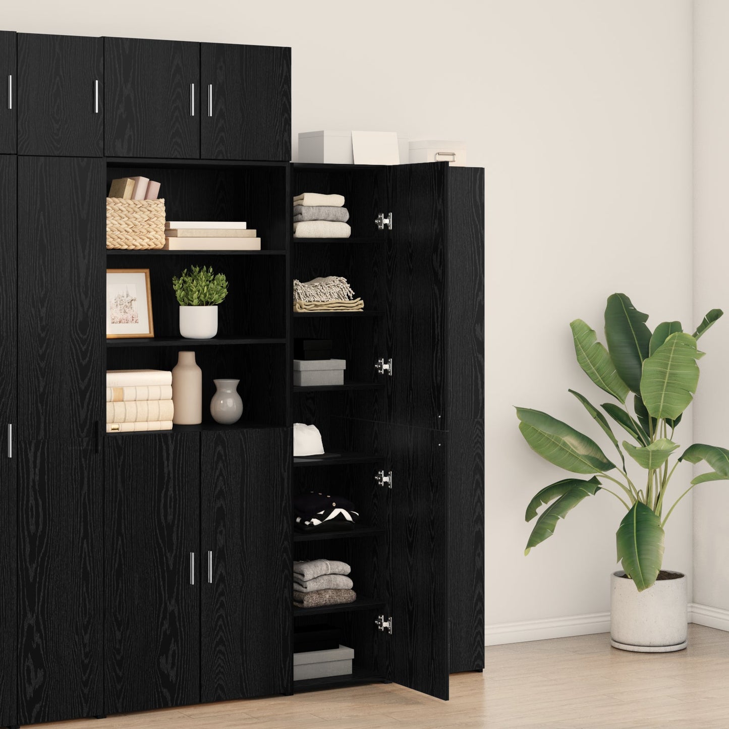Highboard Black Oak 40x42.5x185 cm Engineered Wood