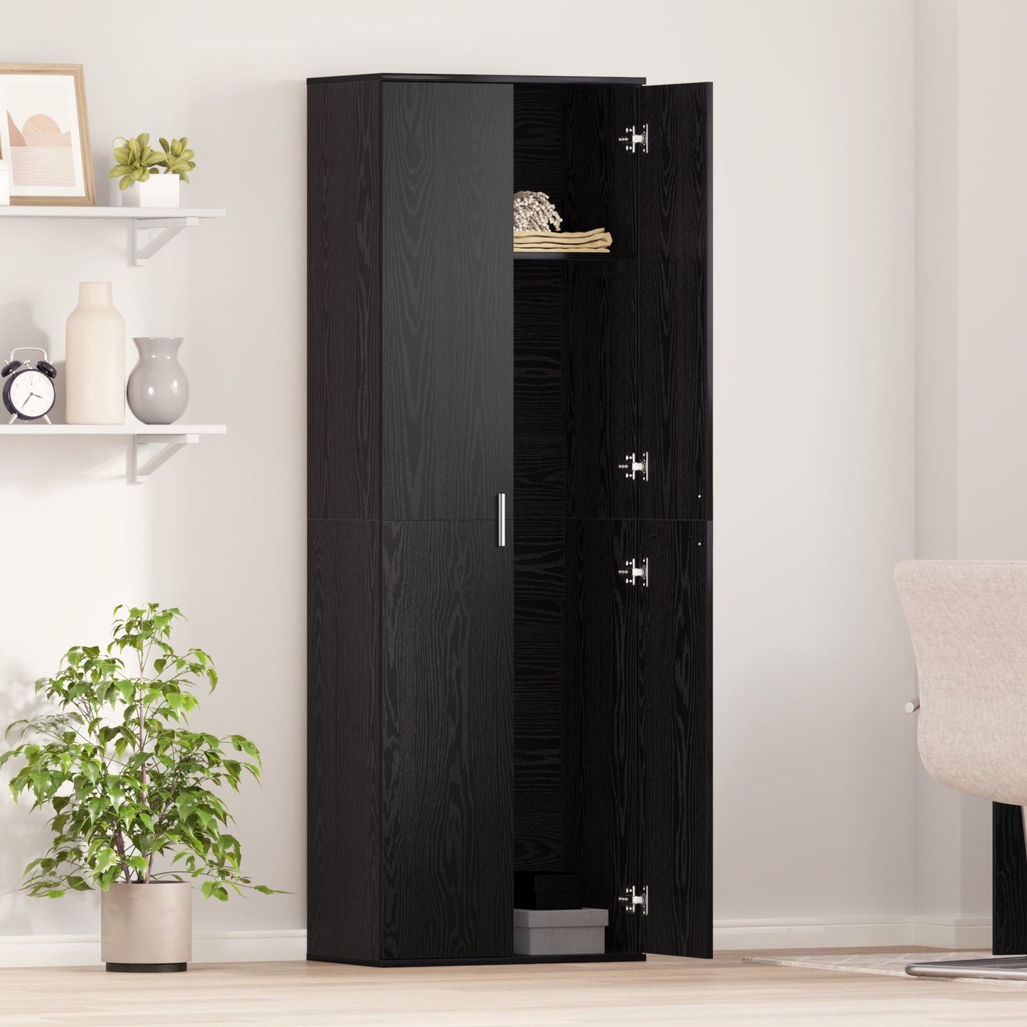 Highboard Black Oak 60x35x180 cm Engineered Wood