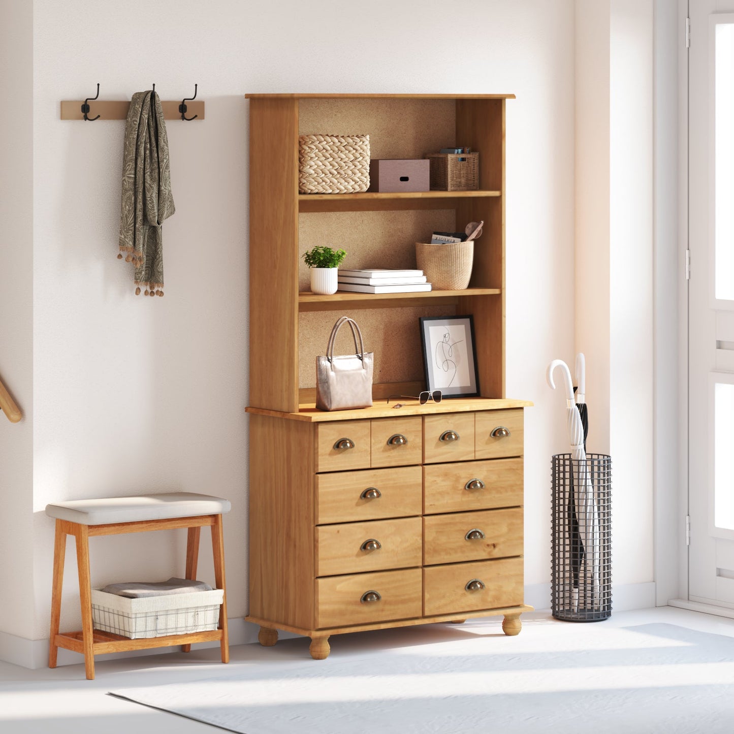 Hutch 'ASKIM'Honey Brown 91x40x183 cm Solid Wood Pine, vidaXL Hutch 'ASKIM'91x30x104 cm Solid Wood Pine, vidaXL Chest of Drawers 'ASKIM'Honey Brown 91x40x79 cm Solid Wood Pine
