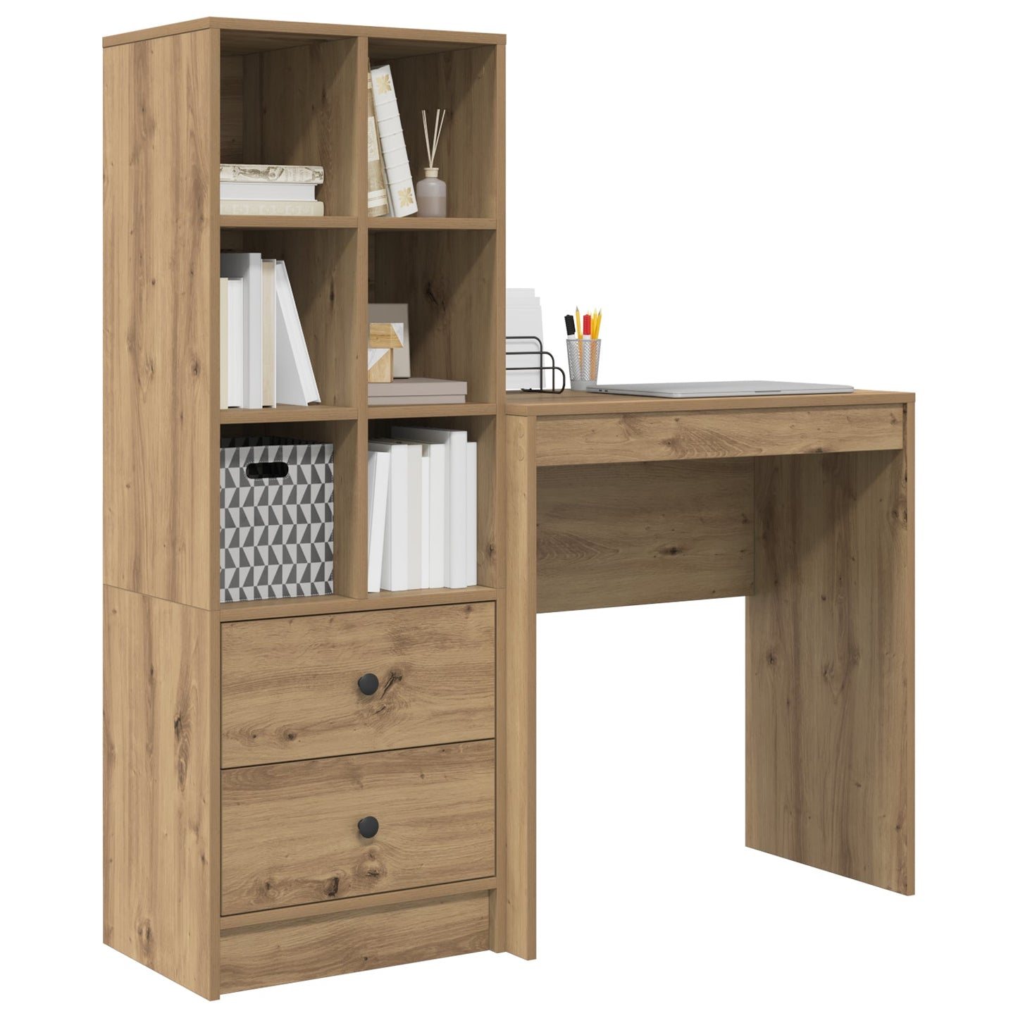 Desk with Storage Artisan Oak Engineered Wood