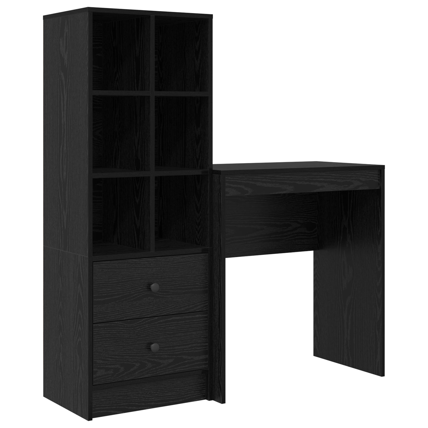 Desk with Storage Black Oak Engineered Wood