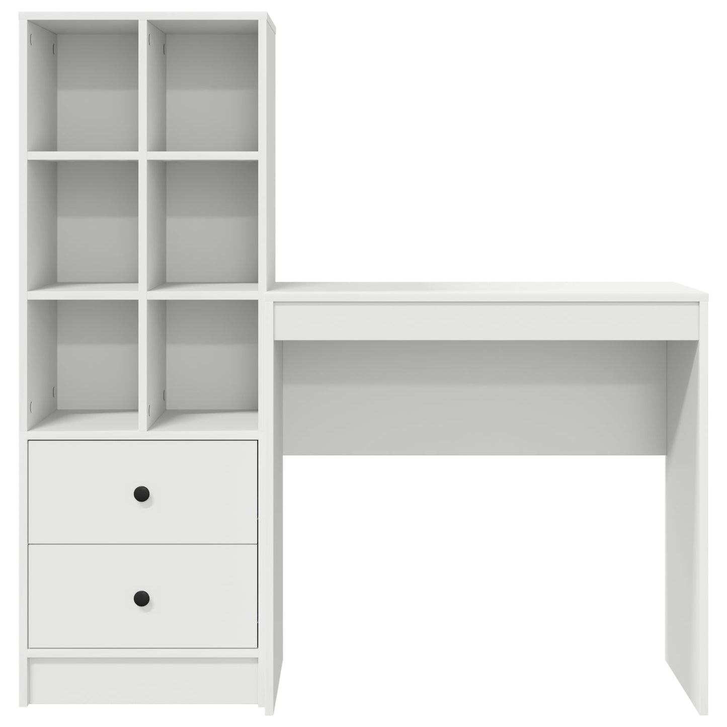 Desk with Storage White Engineered Wood