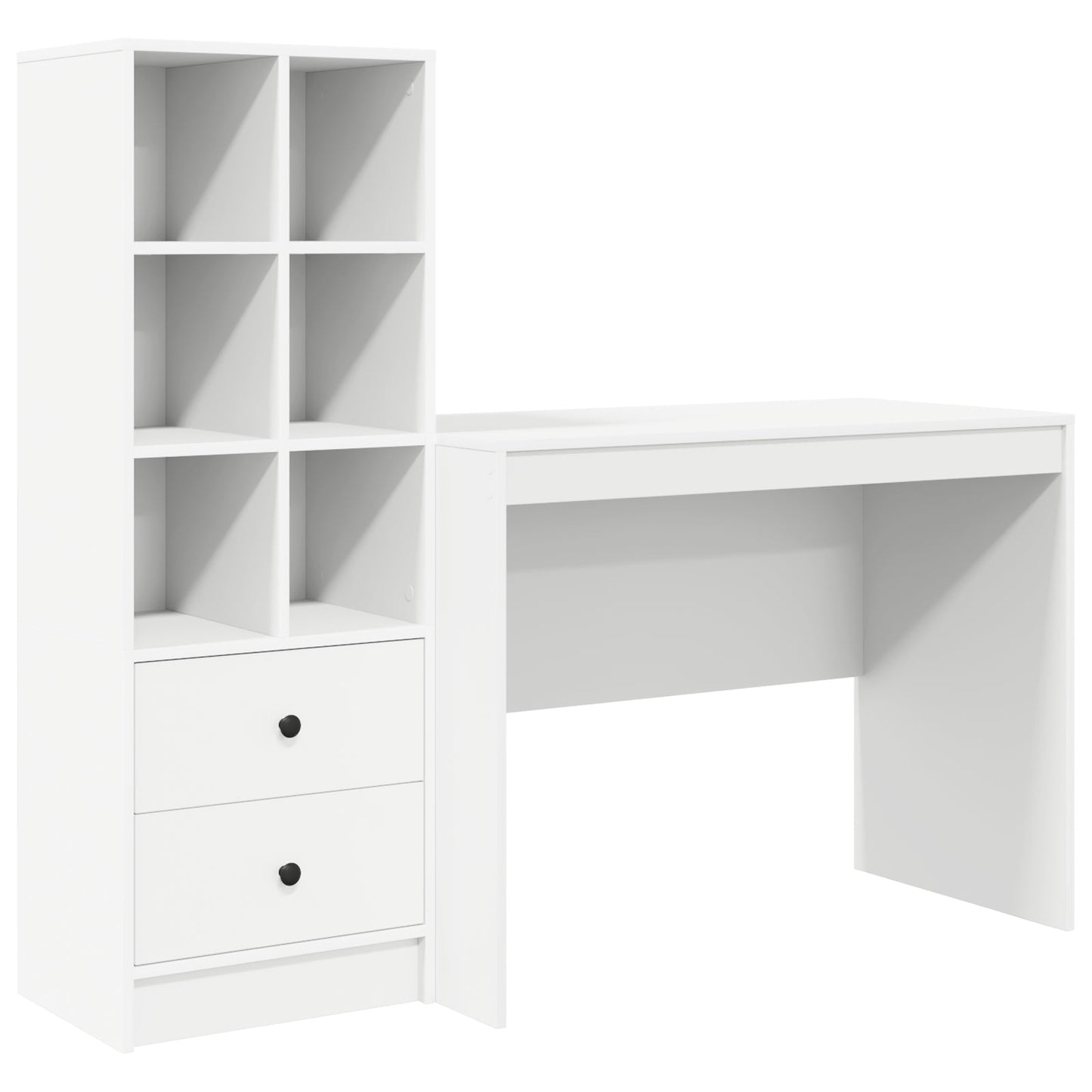 Desk with Storage White Engineered Wood