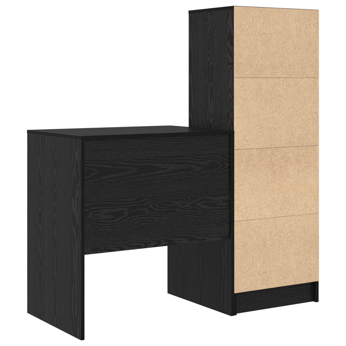 Desk with Storage Black Oak Engineered Wood