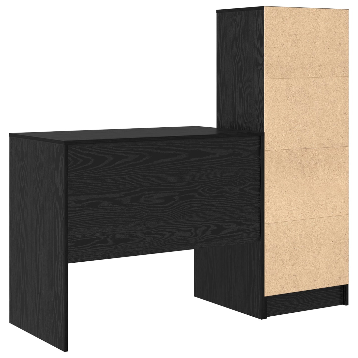 Desk with Storage Black Oak Engineered Wood