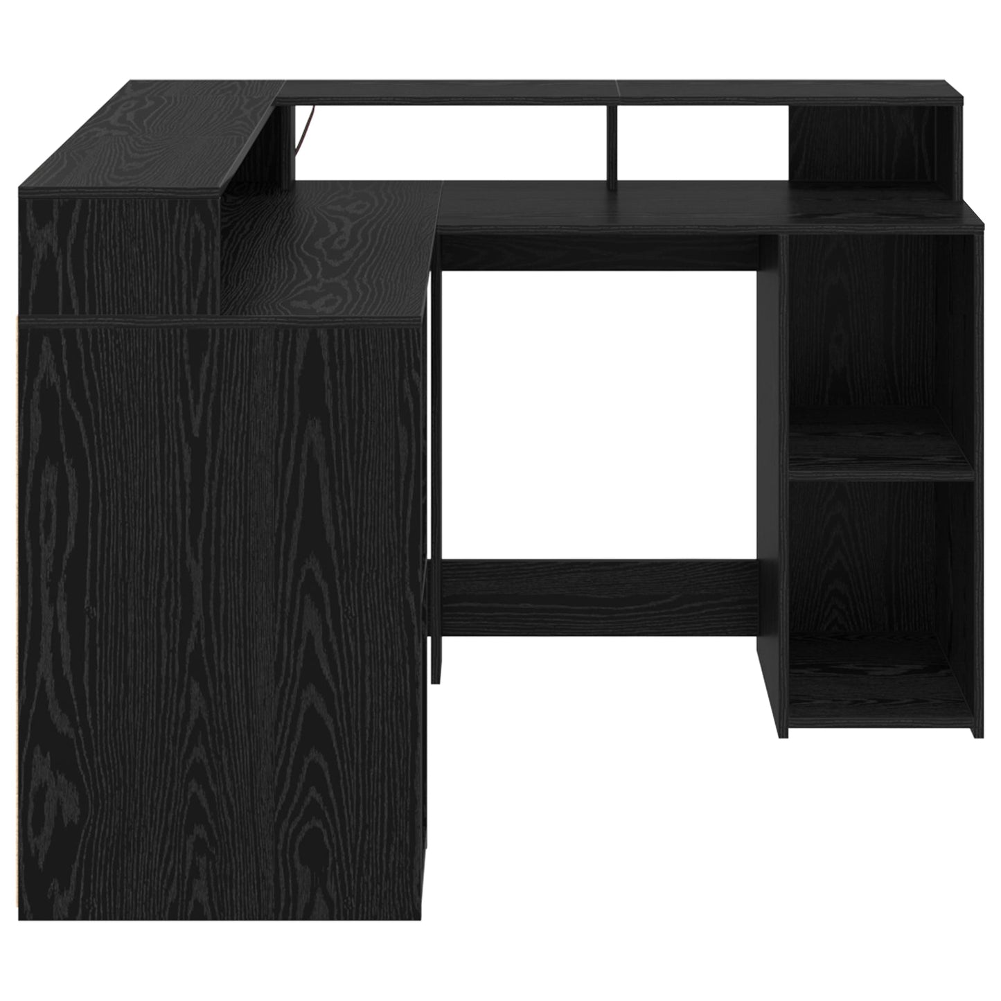 Modern Wooden Home Office Gaming Corner Computer Desk With LED Lights Storage
