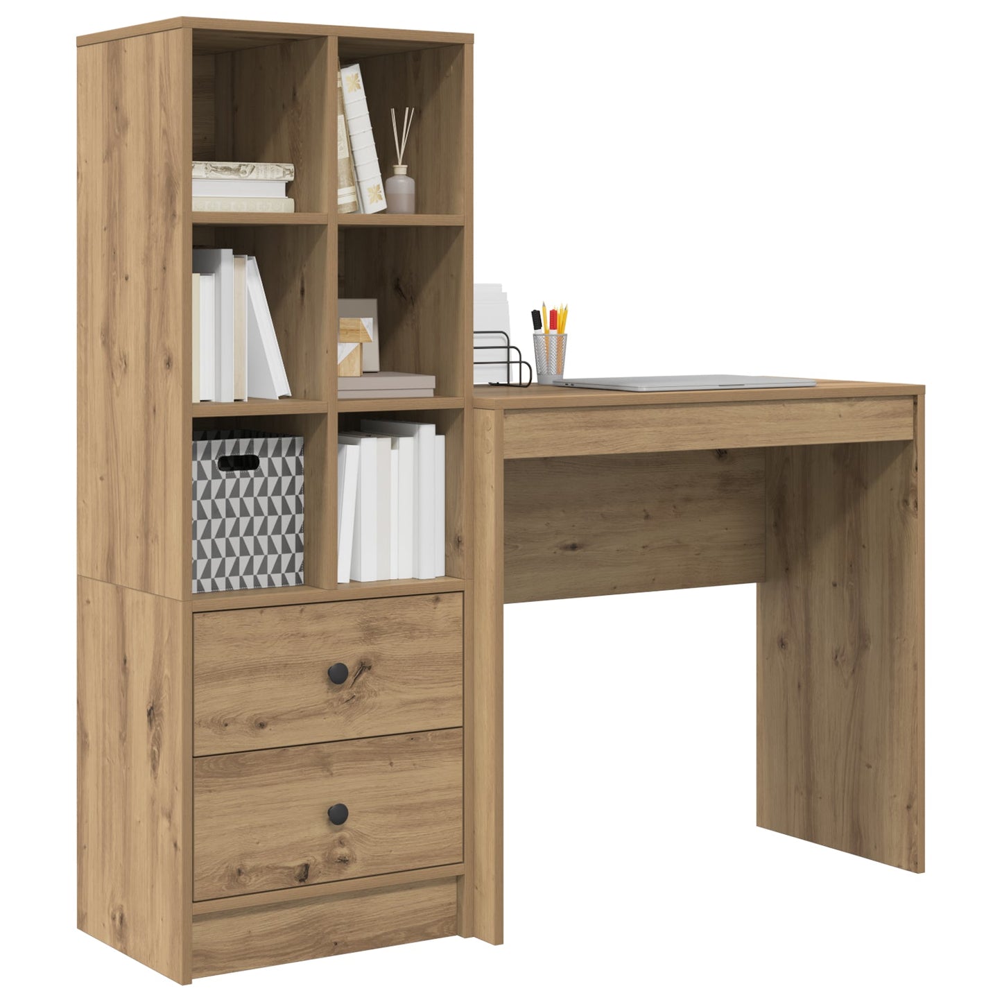 Desk with Storage Artisan Oak Engineered Wood