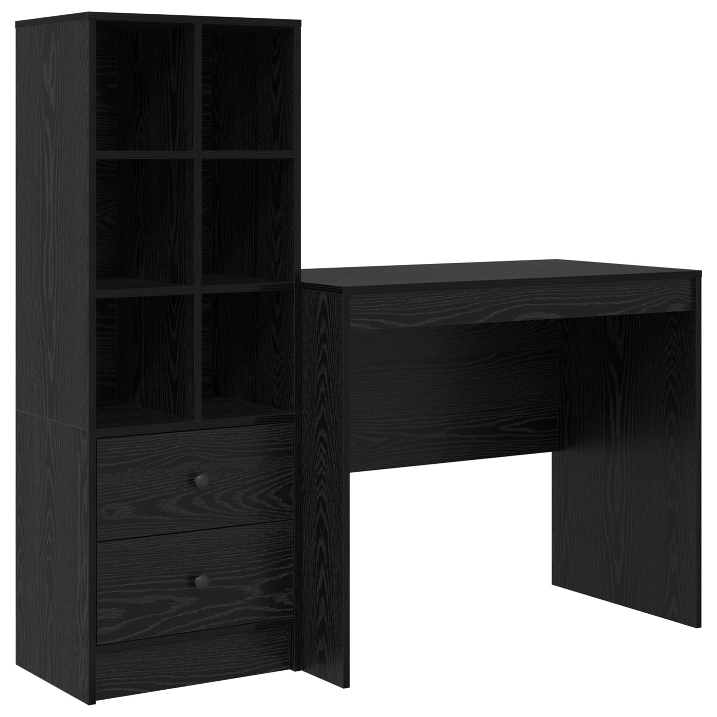 Desk with Storage Black Oak Engineered Wood