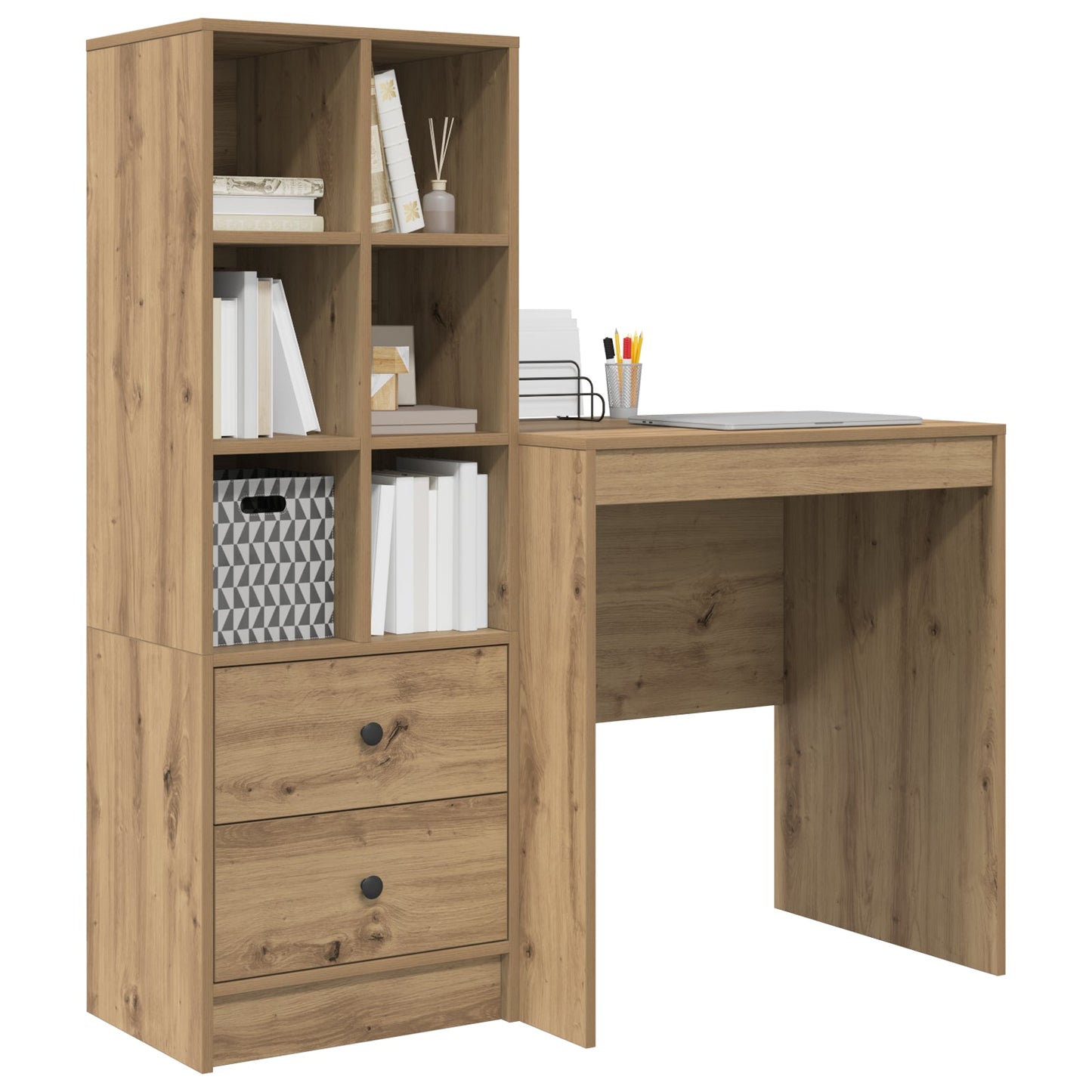 Desk with Storage Artisan Oak Engineered Wood