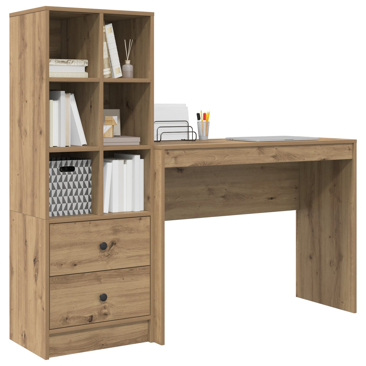 Desk with Storage Artisan Oak Engineered Wood