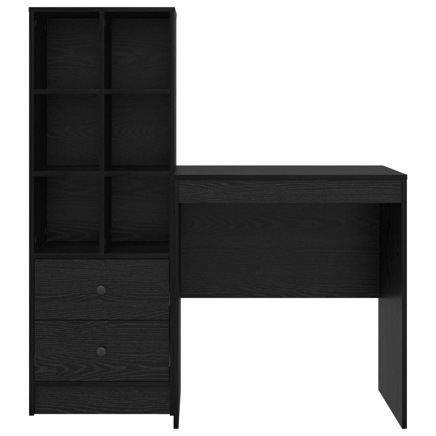 Desk with Storage Black Oak Engineered Wood